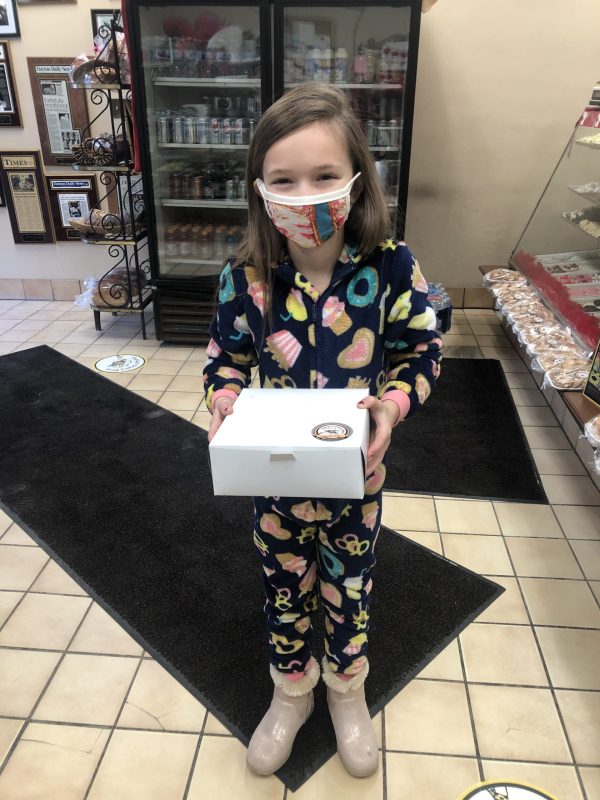 Picking up donuts in pjs
