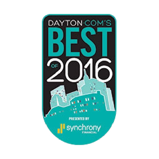 Dayton.com's "Best of 2016" award logo presented by Synchrony Financial, featuring city skyline artwork.