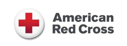 Logo of the American Red Cross with a red cross symbol on a white background to the left and the text "American Red Cross" in gray to the right.