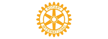 Rotary International logo featuring a yellow gear with the words "Rotary" and "International" written on it.